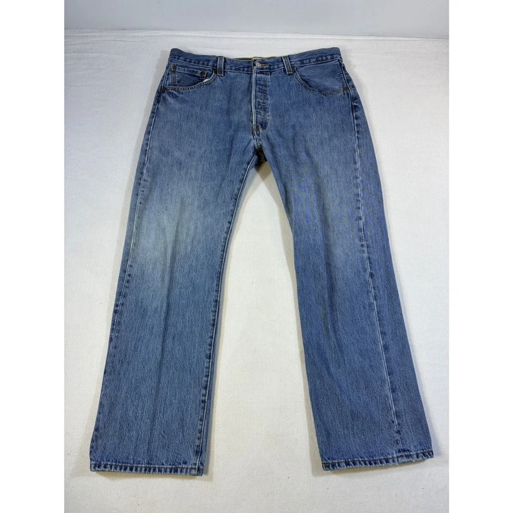 Vintage Levis 501 Original Straight Leg Blue Jeans Mens 38x30 Button Fly Medium‎